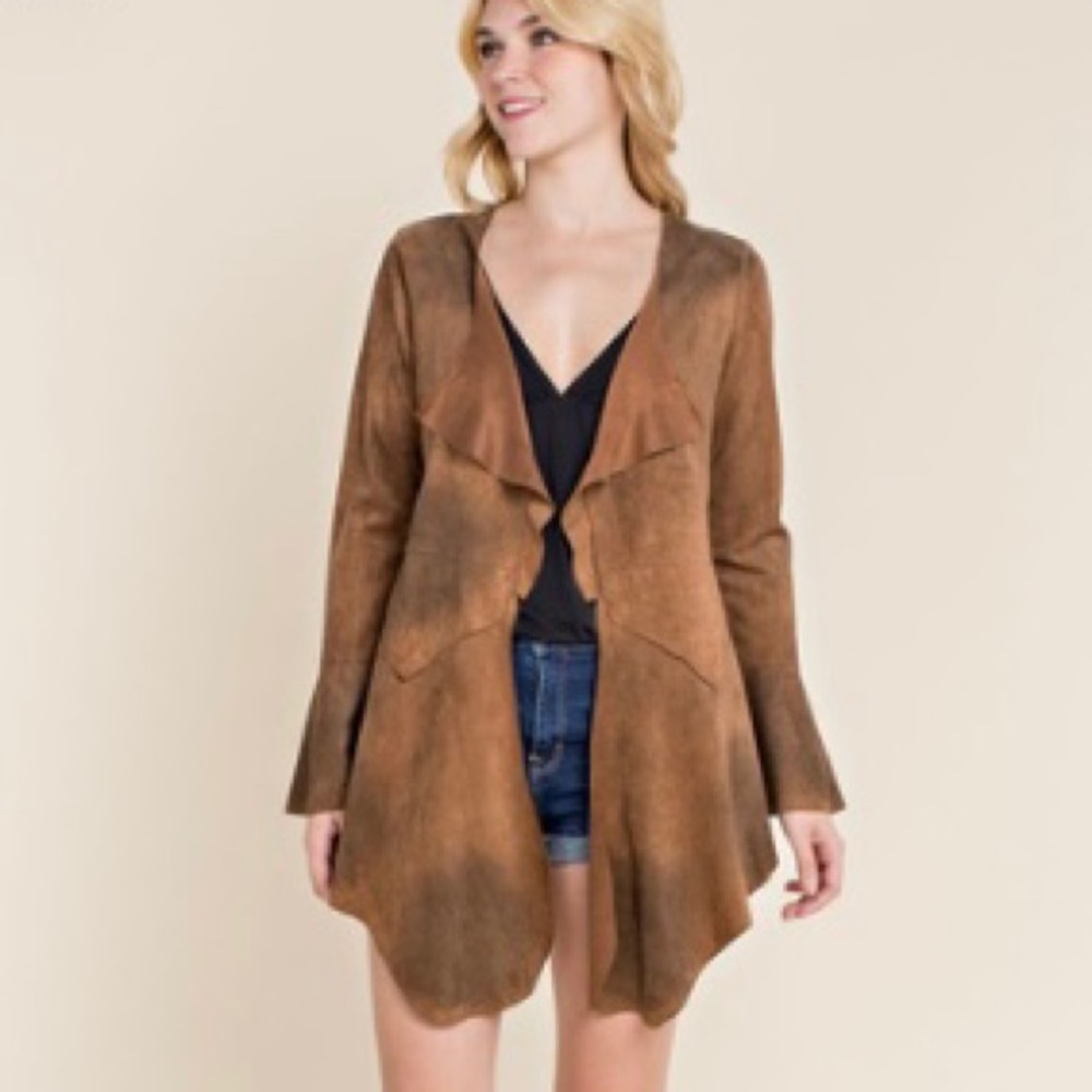 Lace Up Back Suede Jacket